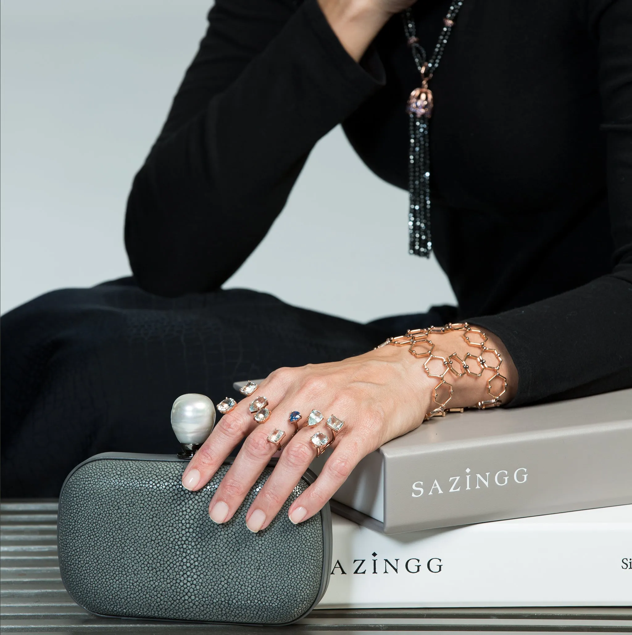 Black Stingray Leather Clutch
