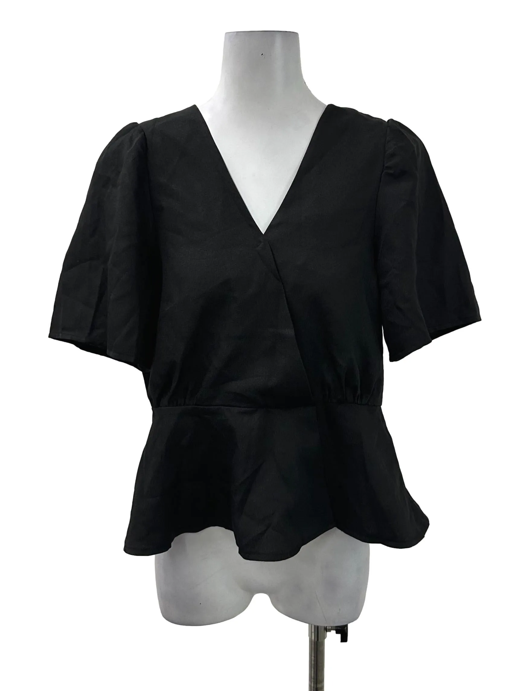 Black V Peplum Top