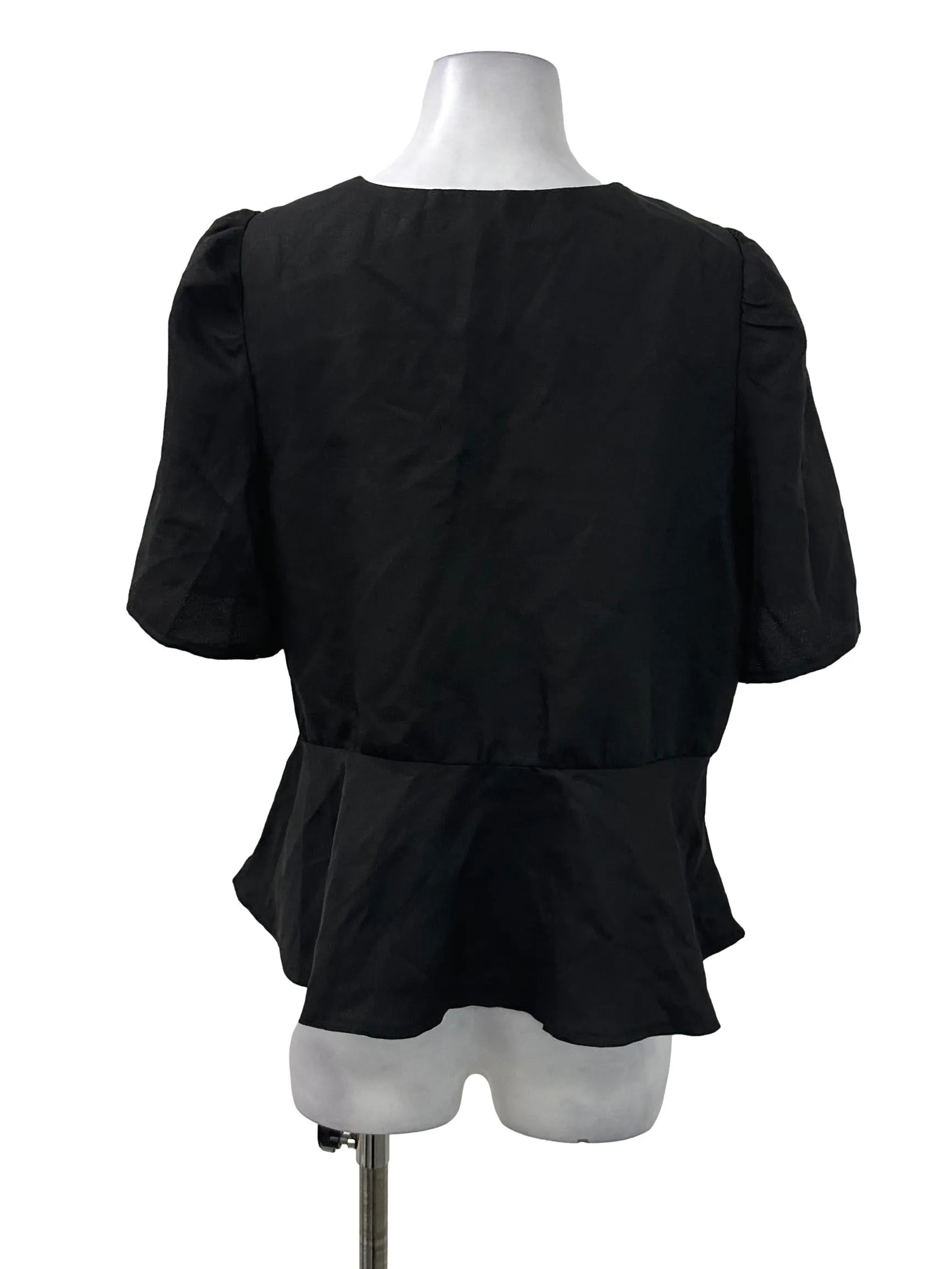 Black V Peplum Top