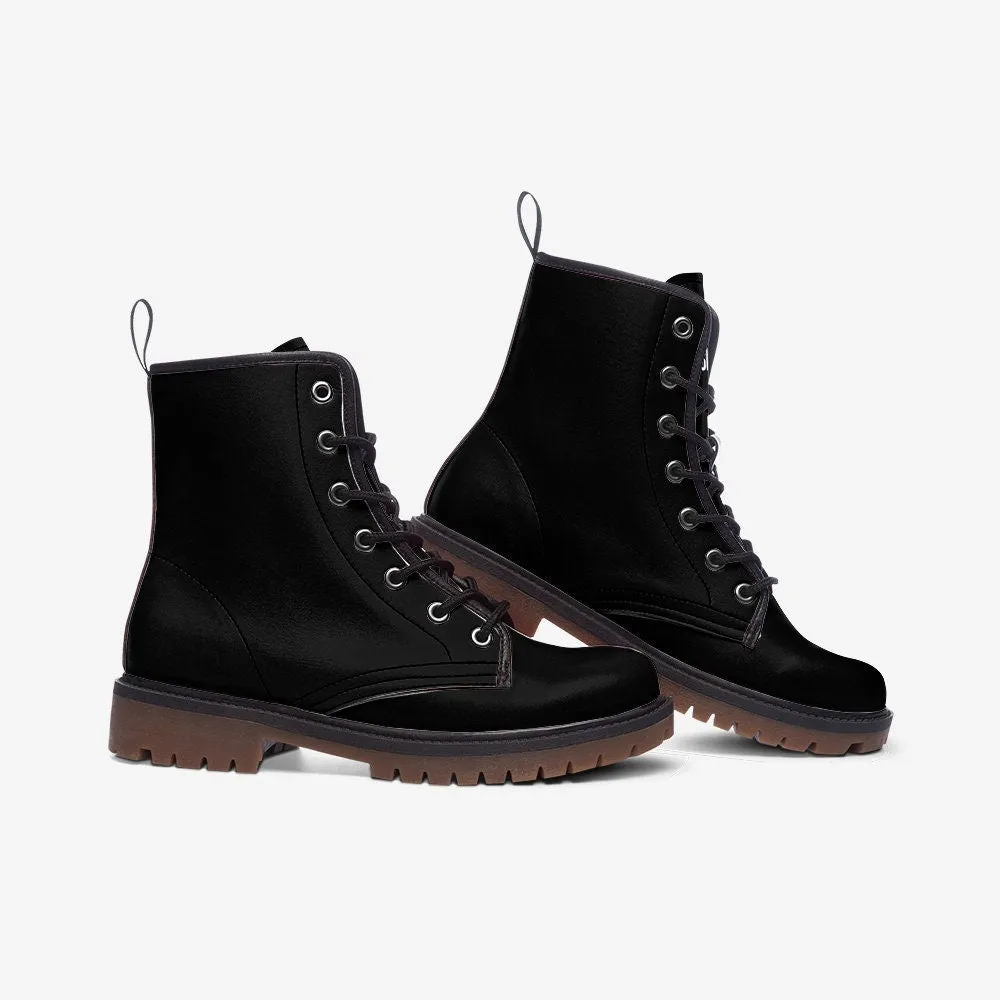 Black Vegan Leather Unisex Boots