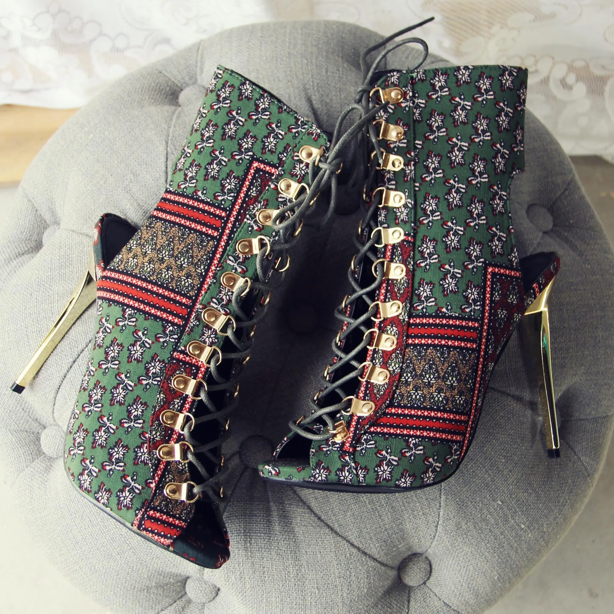 Block Print Heels