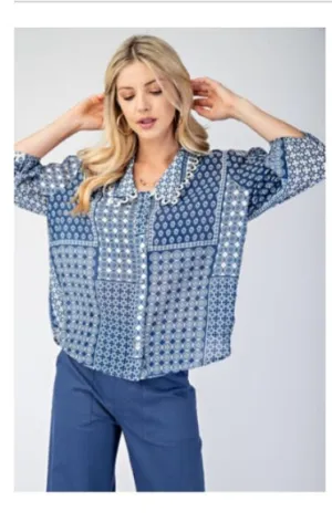Blouse - Blue Lattice