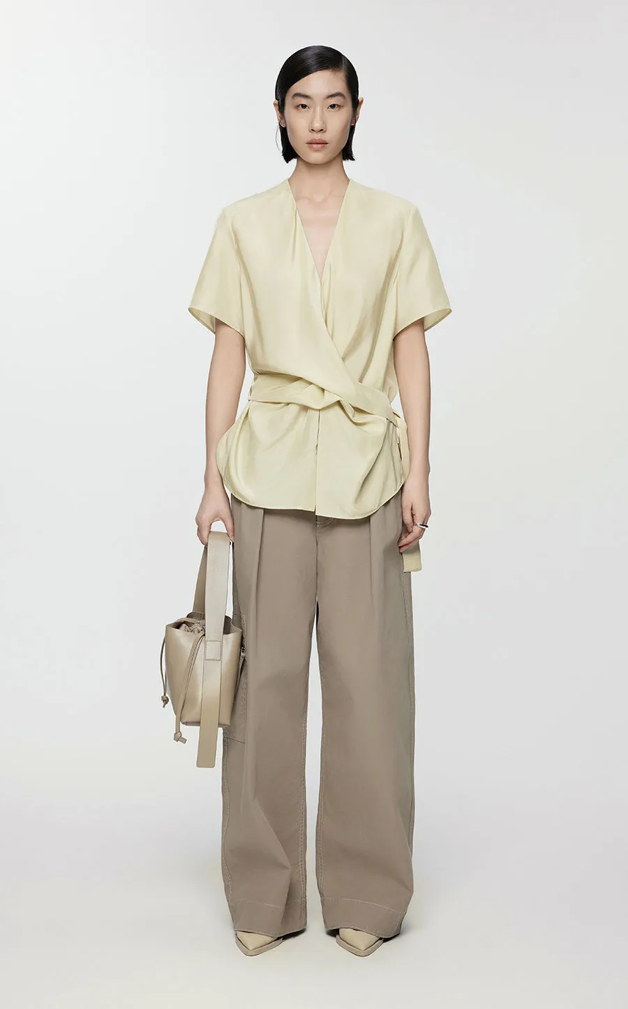 Blouse/JNBY V-neck Loose-fitting Short-sleeved Blouse