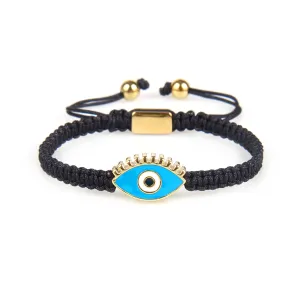 Blue Gold Evil Eye Black String Protection Bracelet
