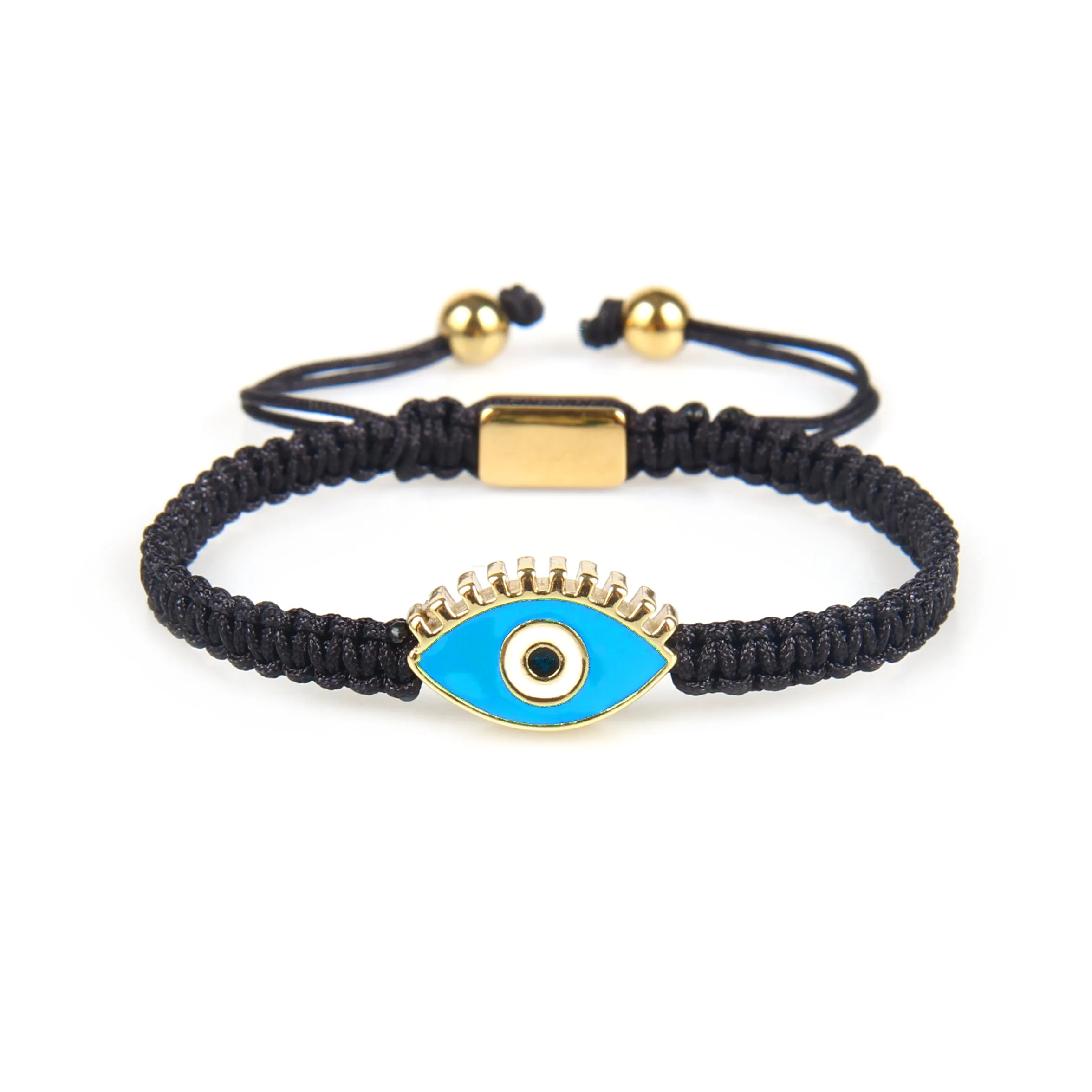 Blue Gold Evil Eye Black String Protection Bracelet