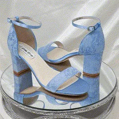 Blue Lace Block Heel Wedding Shoes Blue Bridesmaids Shoes