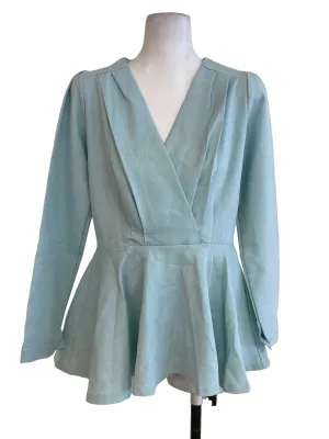 Blue Ruffle Blouse
