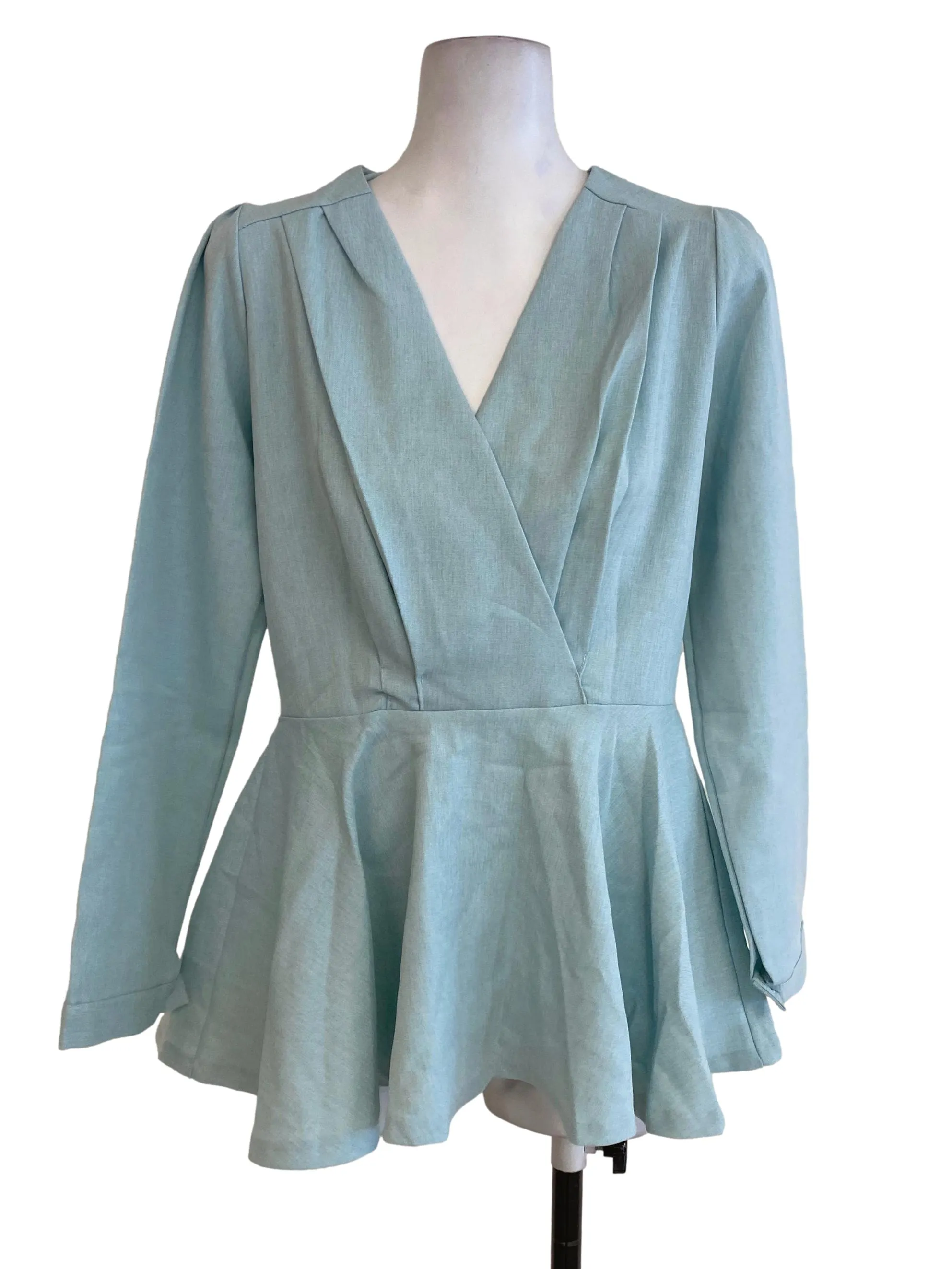 Blue Ruffle Blouse