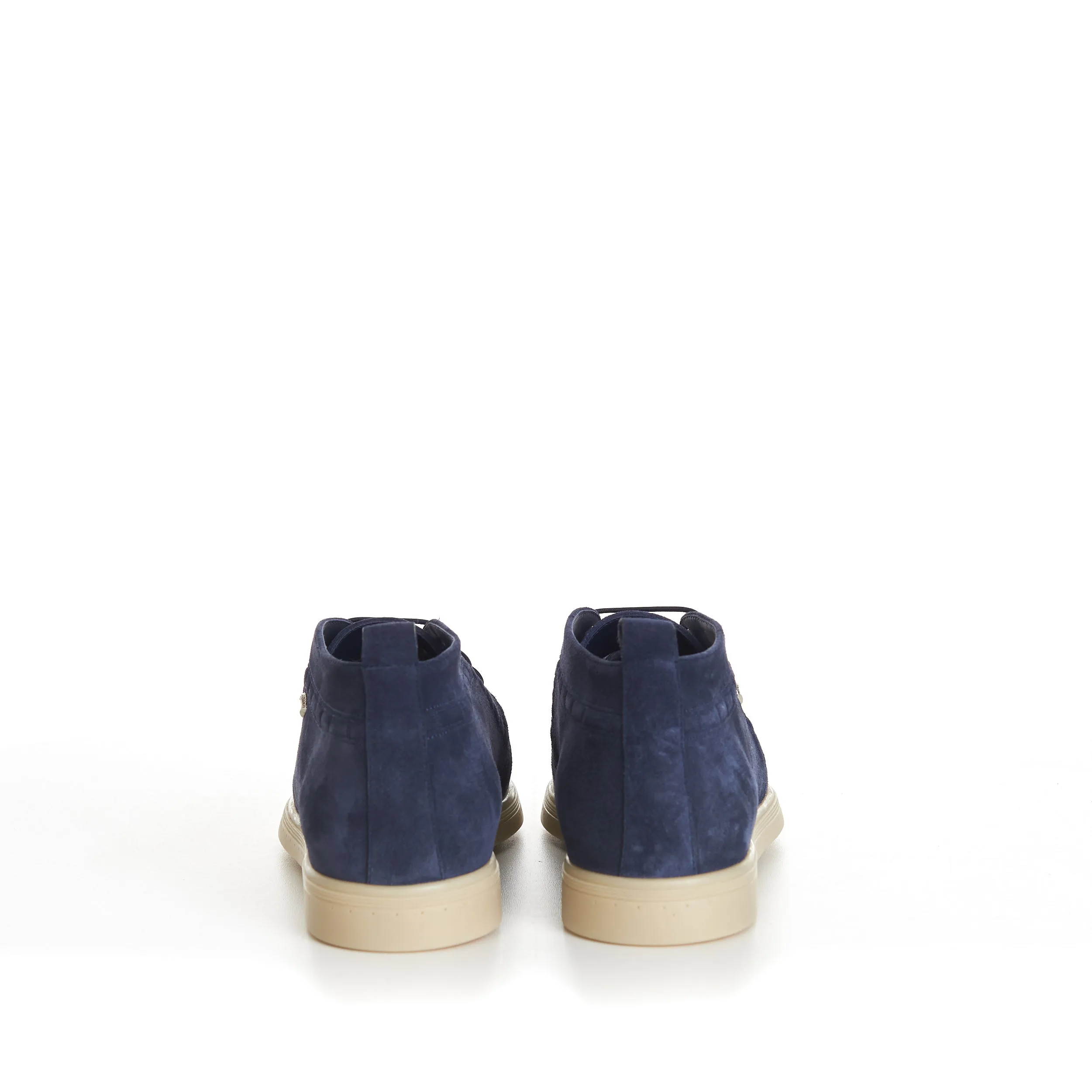 Blue Suede Lace Up Chukka Boots With Rubber Soles
