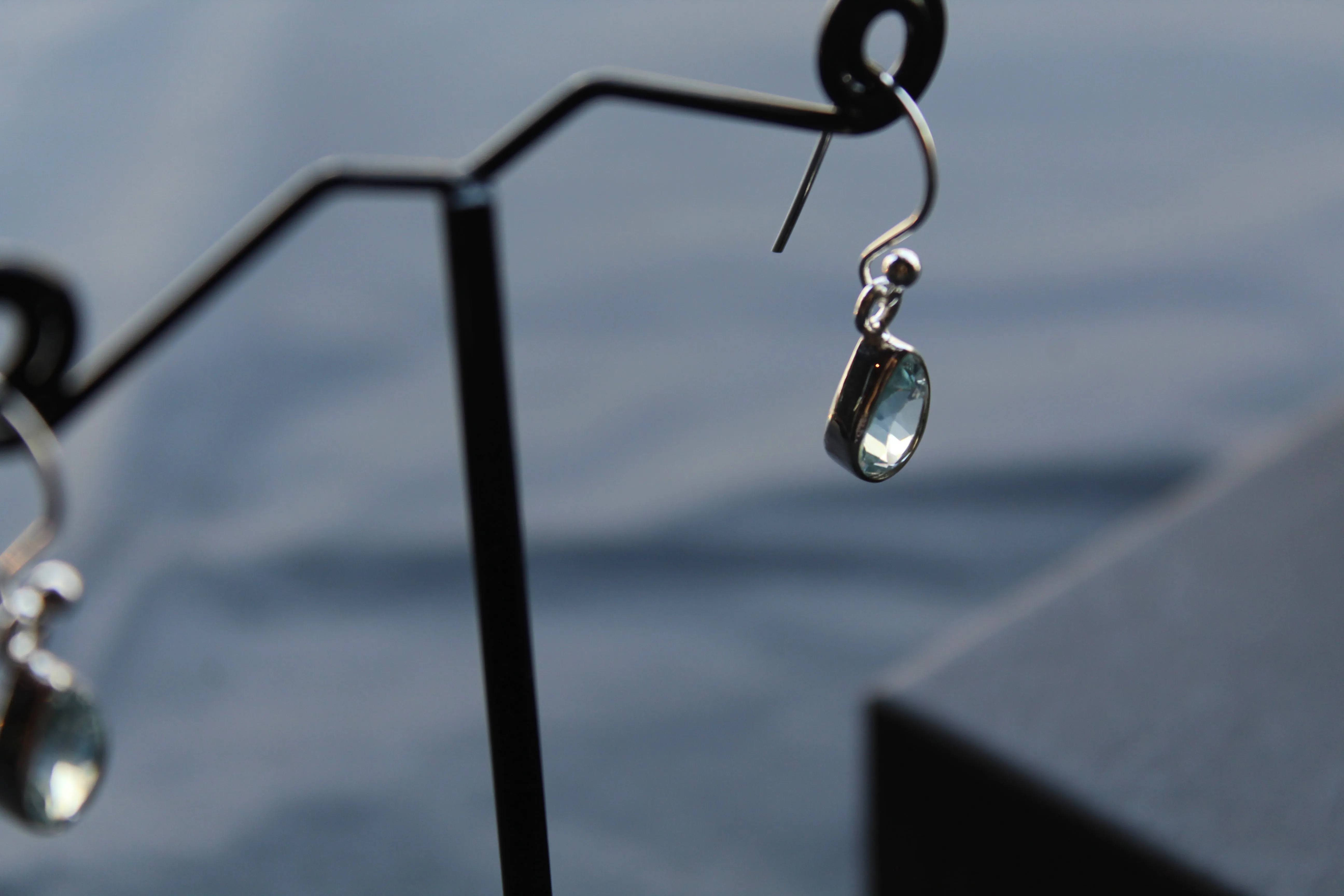 Blue Topaz Tear Drop Earrings