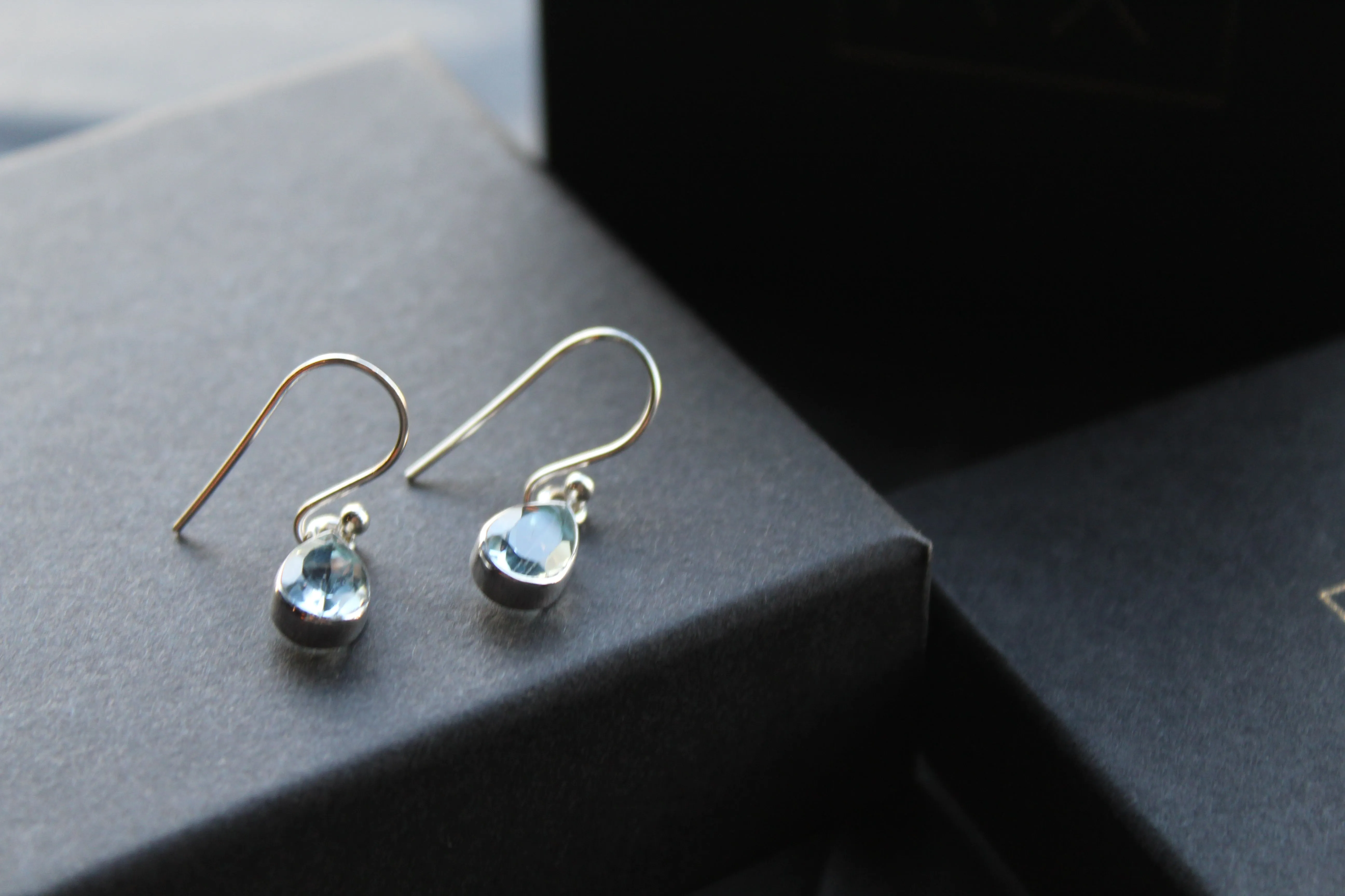 Blue Topaz Tear Drop Earrings