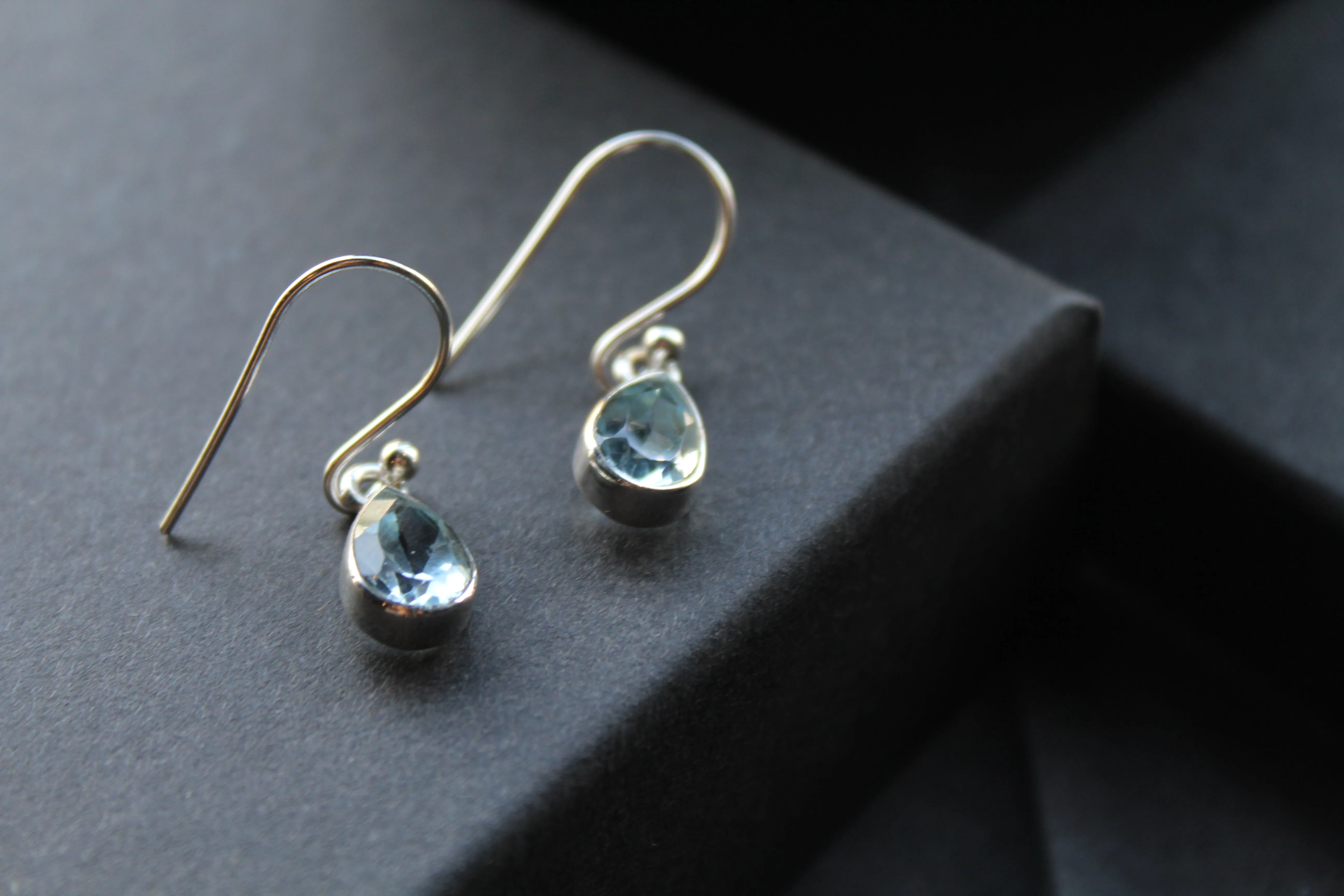 Blue Topaz Tear Drop Earrings