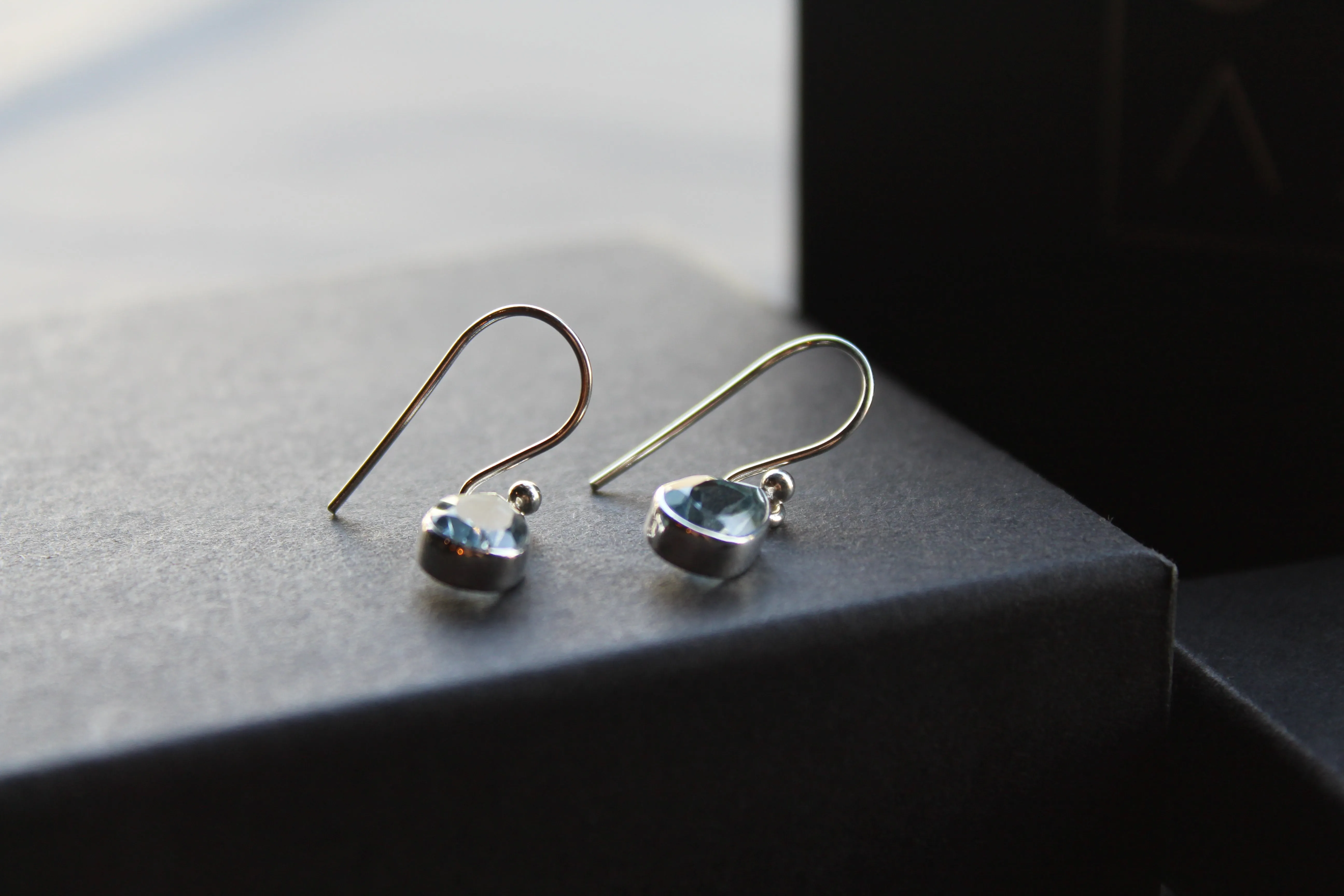 Blue Topaz Tear Drop Earrings