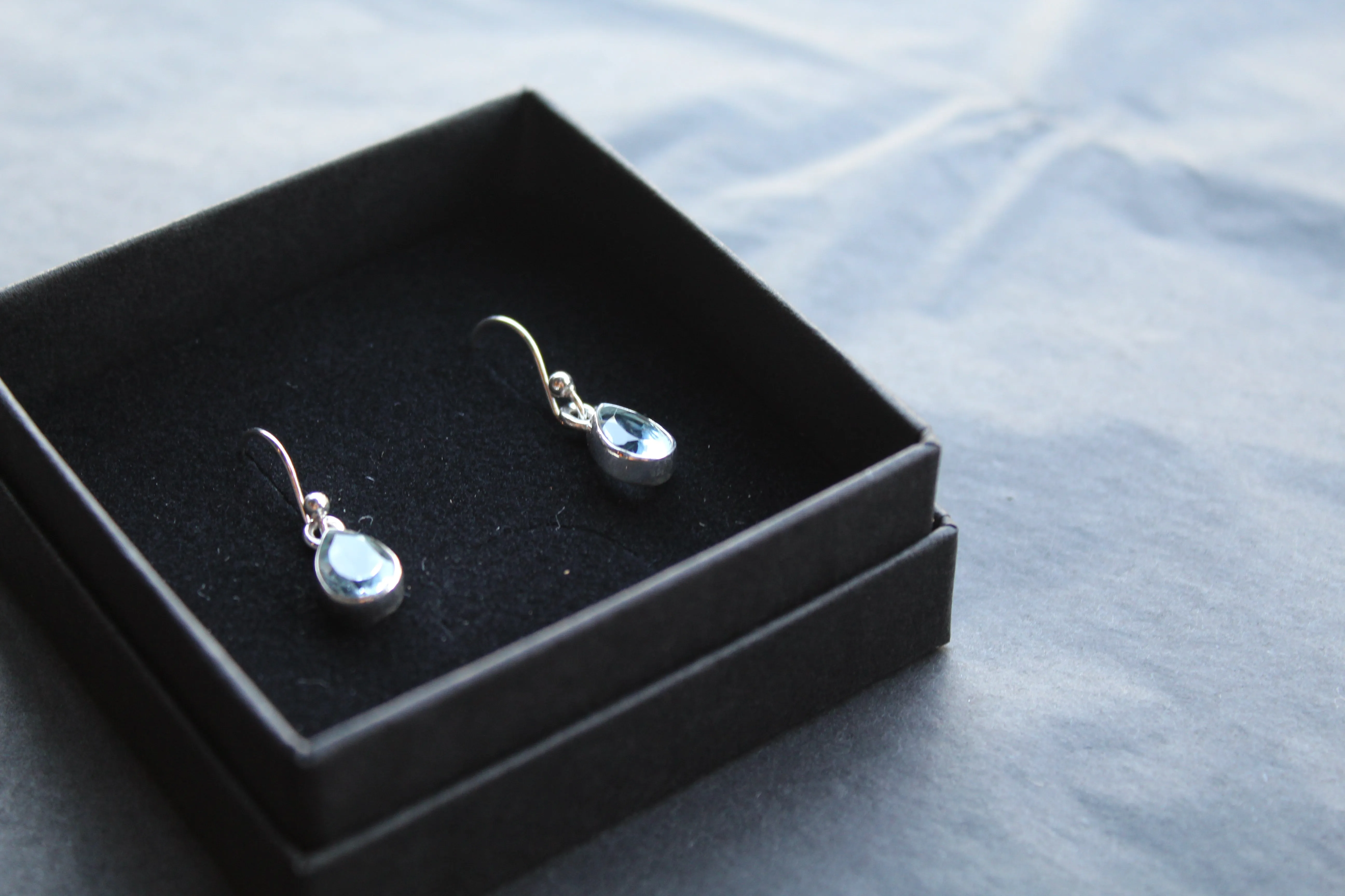 Blue Topaz Tear Drop Earrings