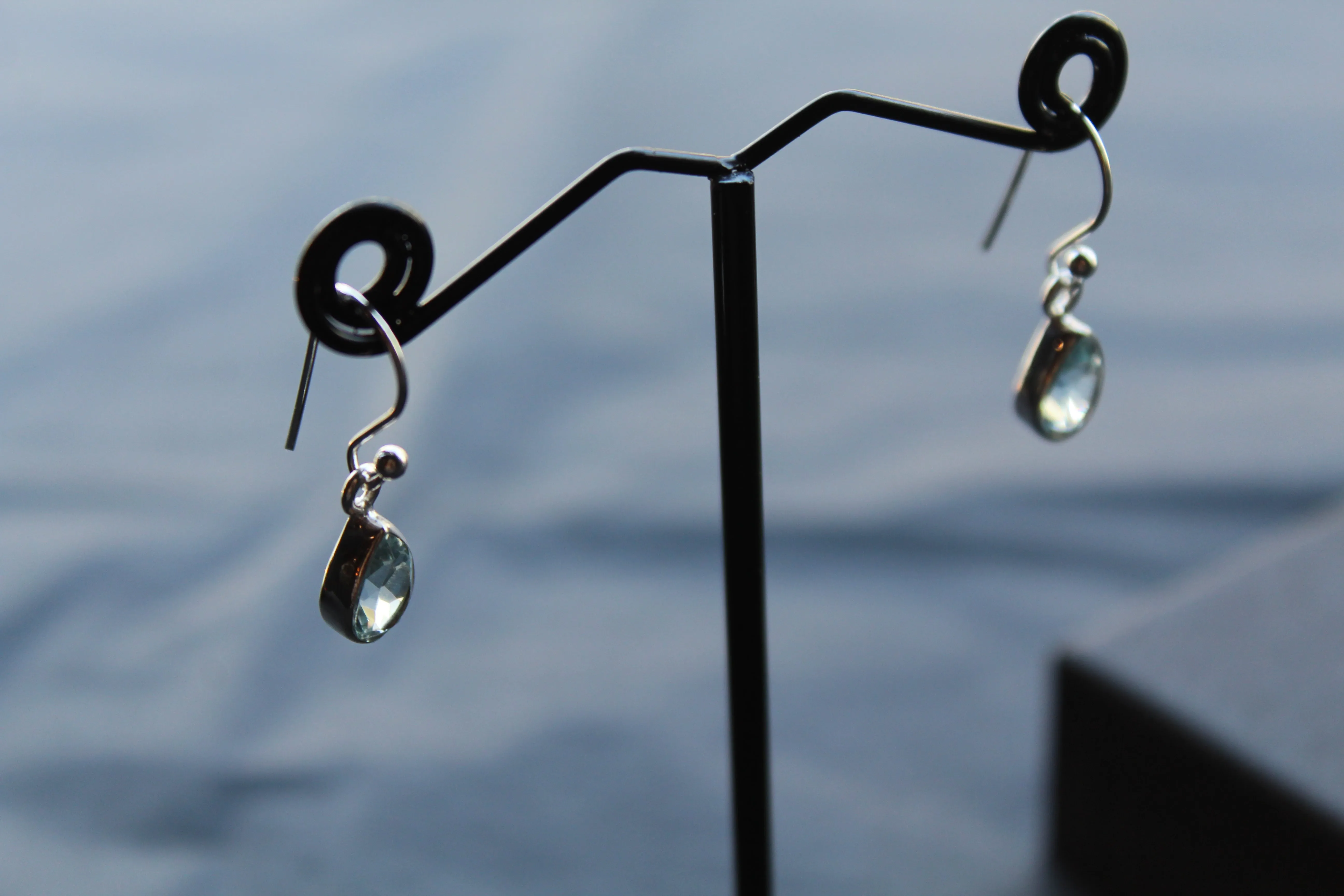 Blue Topaz Tear Drop Earrings