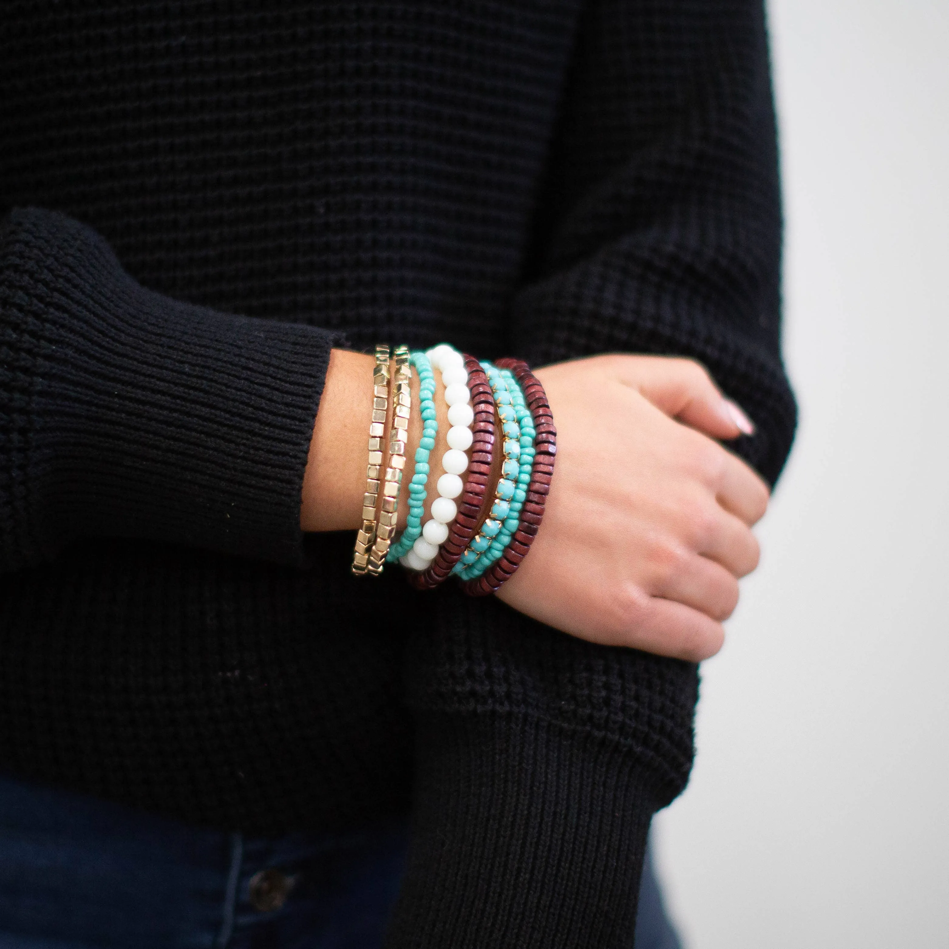 Boho Bracelet - Turquoise, Brown & Cream