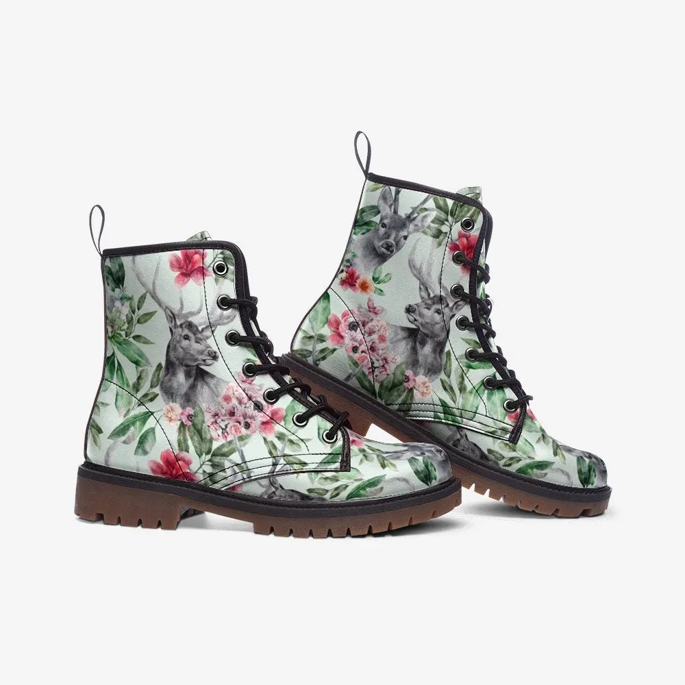 Boho Tropical Jungle Flowers Vegan Leather Unisex Boots