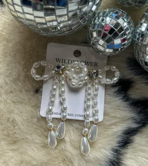 Bow Pearl Dangle Earrings