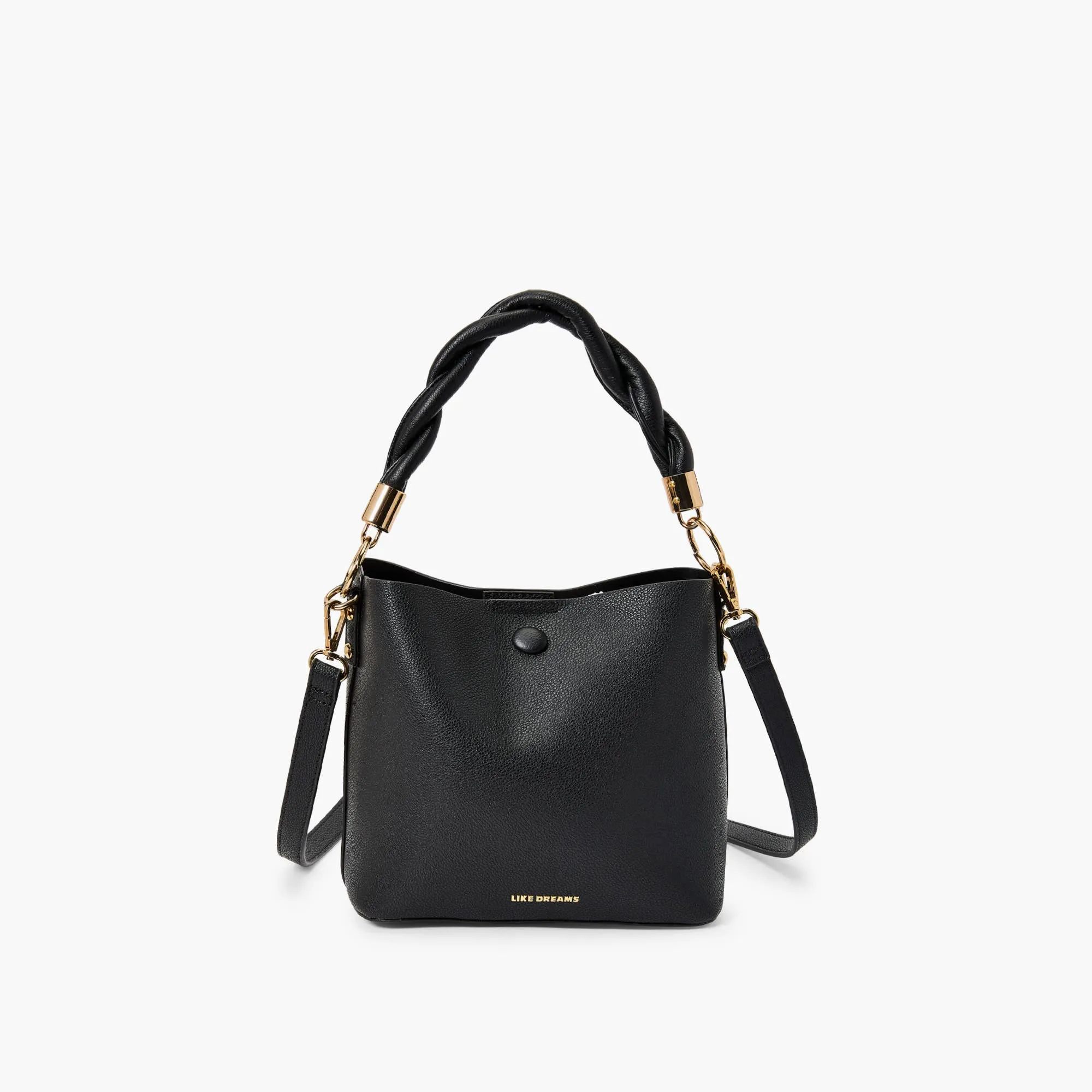 BRAIDED HANDLE BUCKET CROSSBODY PURSE
