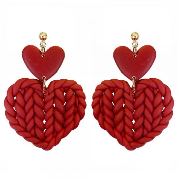 Braided Heart Polymer Clay Dangle Earrings