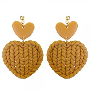 Braided Heart Polymer Clay Dangle Earrings