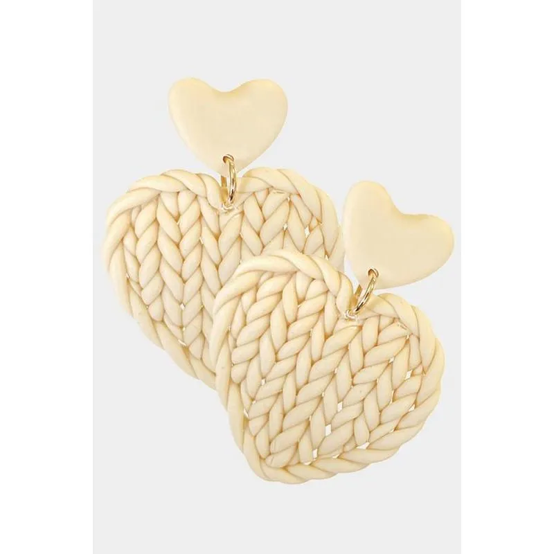 Braided Heart Polymer Clay Dangle Earrings