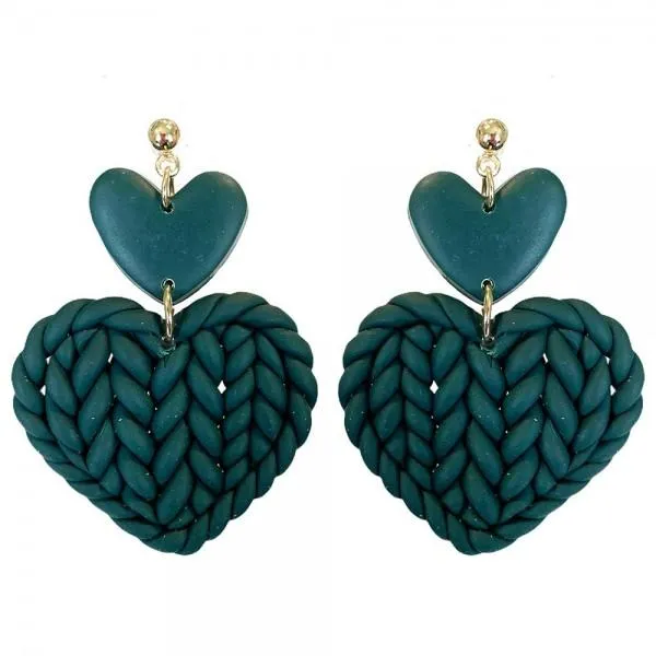 Braided Heart Polymer Clay Dangle Earrings