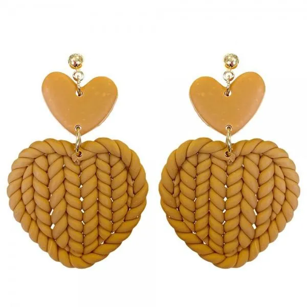 Braided Heart Polymer Clay Dangle Earrings