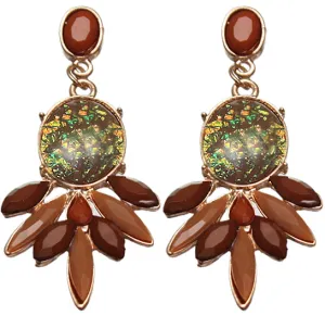 Brown Faceted Faux Gemstone Post Earrings