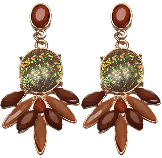 Brown Faceted Faux Gemstone Post Earrings