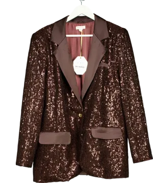 Brown Monsoon X Sarah Corbett-winder Satin Sequin Blazer Bronze UK 16