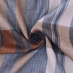 Brown-Navy-Multi Famous Maker Cotton Plaid Double Gauze Woven Fabric