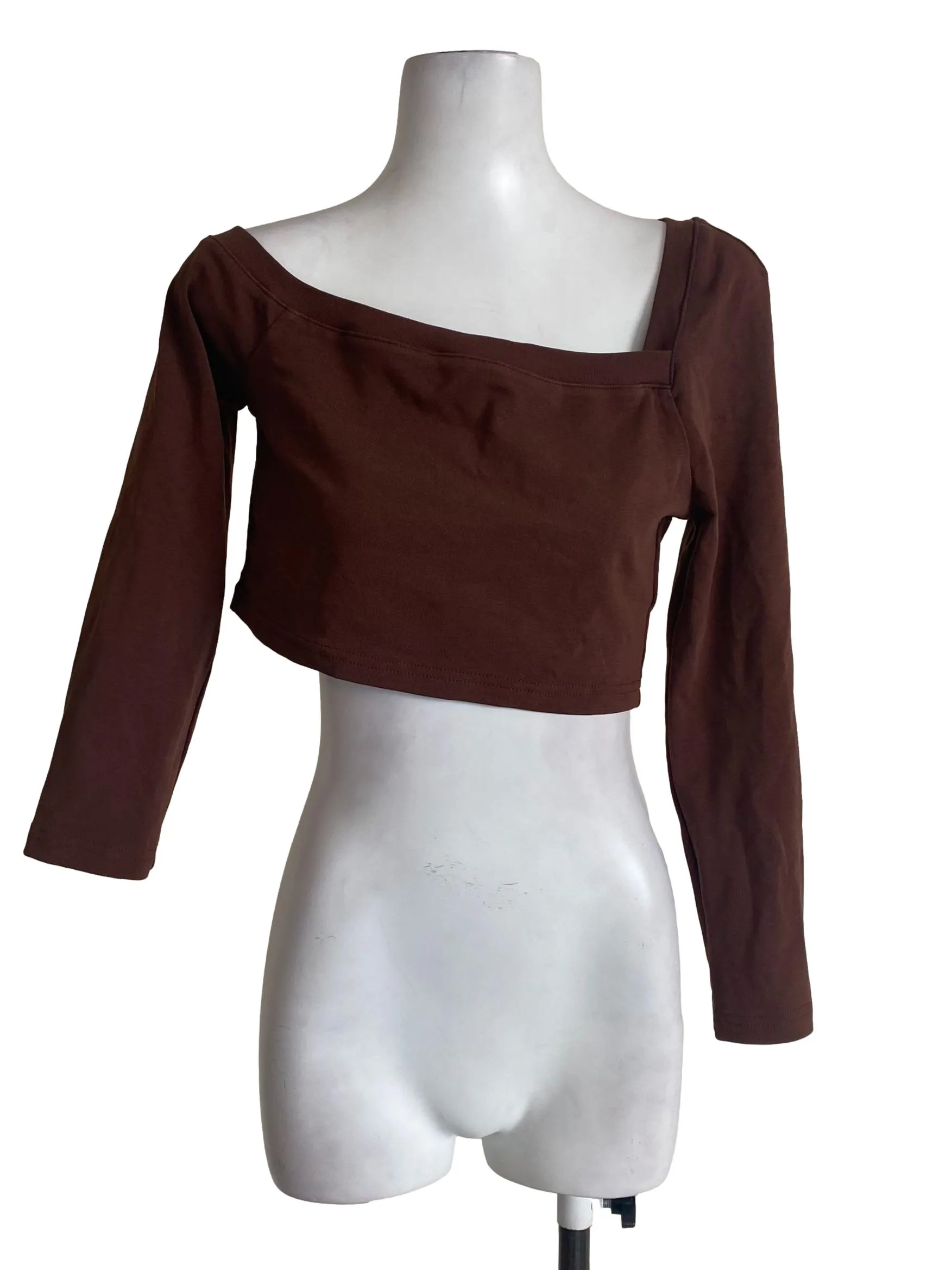 Brown One Off Shoulder Top
