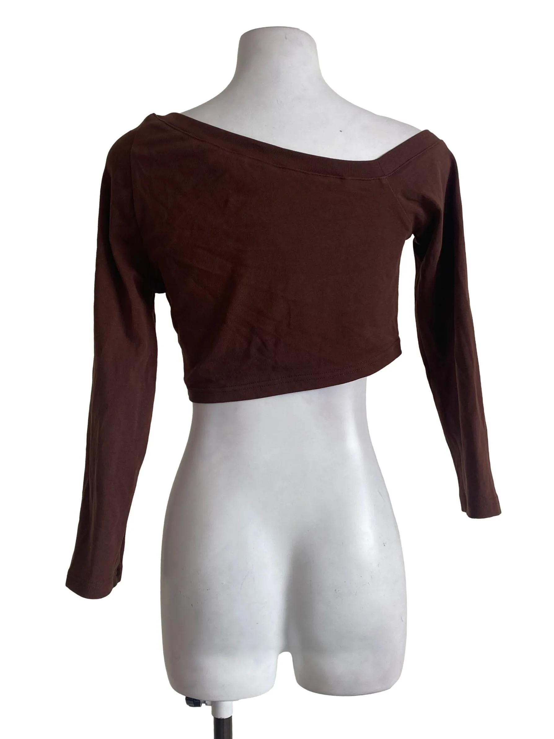 Brown One Off Shoulder Top