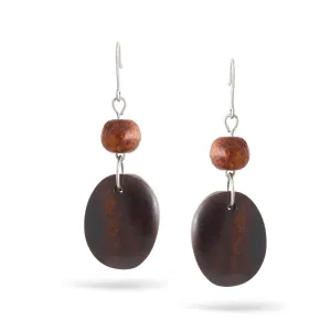 BROWN WOOD DROP EARRINGS #E52065BRW (OB20/Showroom)