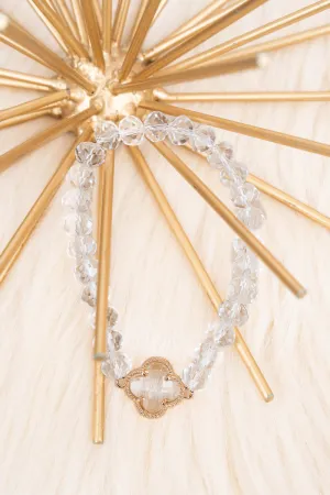 Cara Clover Clear Beaded Bracelet