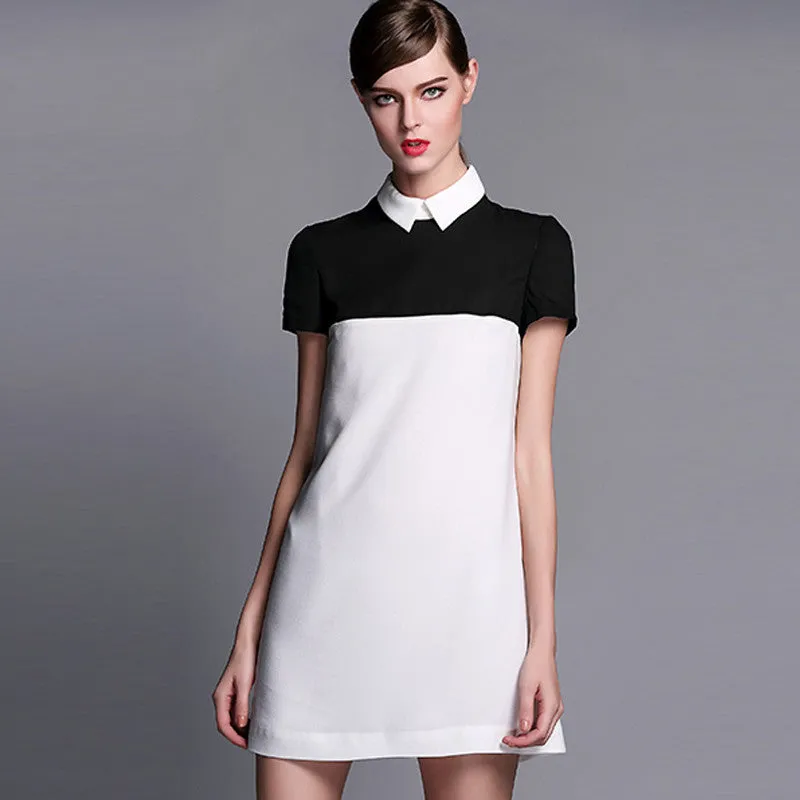 Casual Slim Turn-down Collar Short Sleeve Dresses