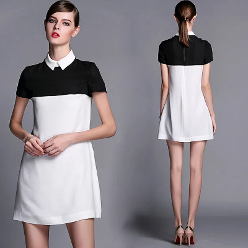 Casual Slim Turn-down Collar Short Sleeve Dresses