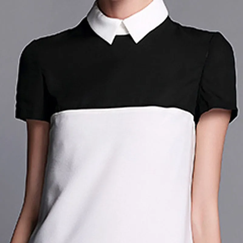 Casual Slim Turn-down Collar Short Sleeve Dresses