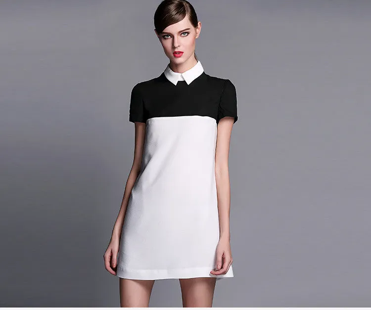 Casual Slim Turn-down Collar Short Sleeve Dresses