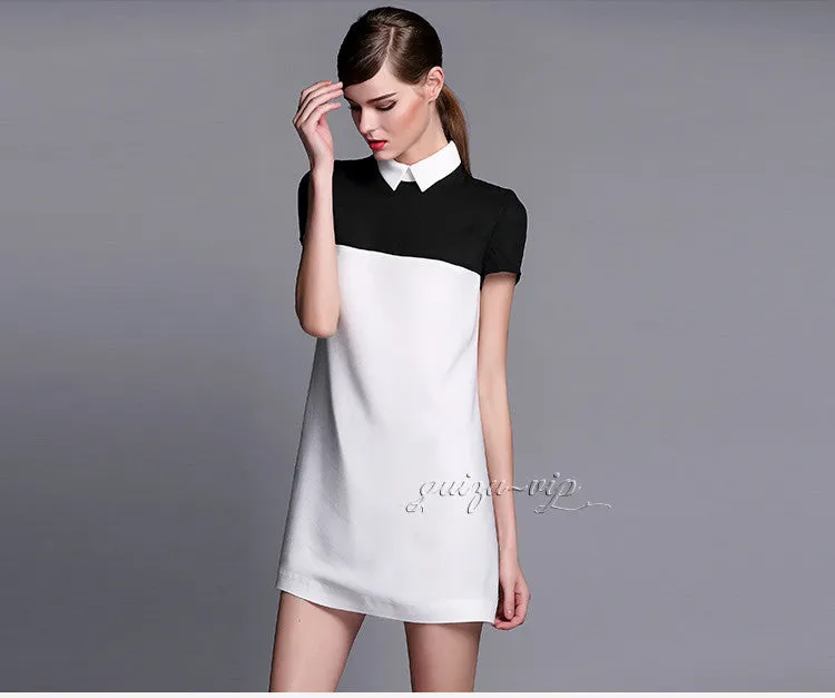 Casual Slim Turn-down Collar Short Sleeve Dresses