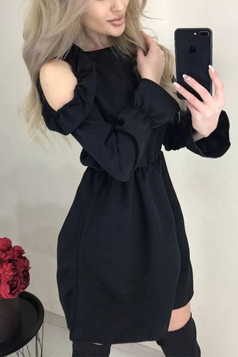 Casual Strapless Ruffle Mini Dresses