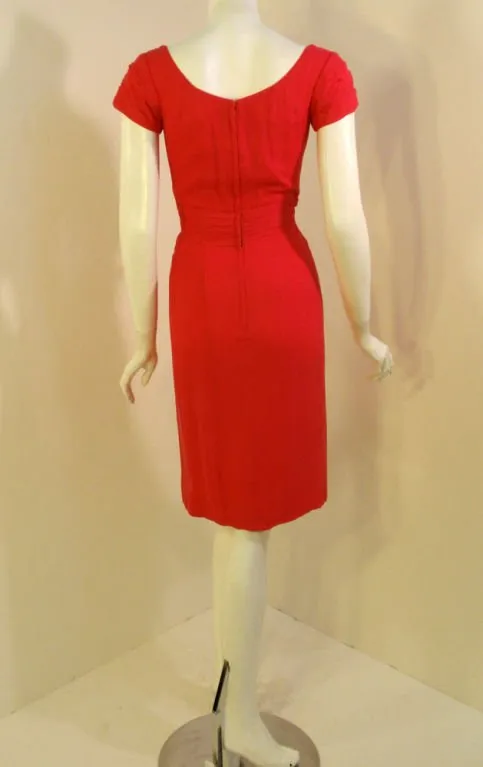 CEIL CHAPMAN 1950s Raspberry Chiffon Cocktail Dress Size 2