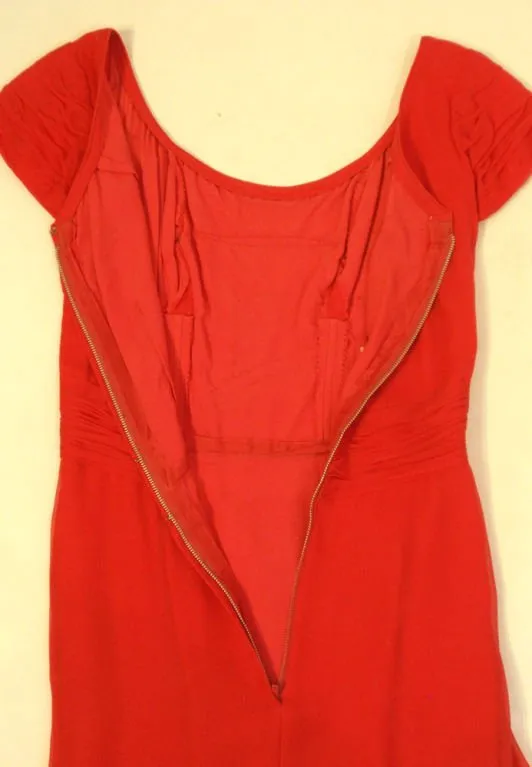 CEIL CHAPMAN 1950s Raspberry Chiffon Cocktail Dress Size 2