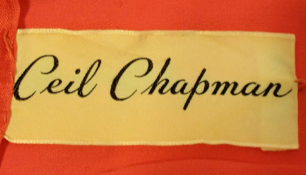 CEIL CHAPMAN 1950s Raspberry Chiffon Cocktail Dress Size 2