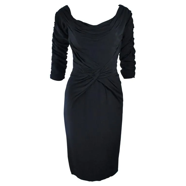 CEIL CHAPMAN Black Gathered Cocktail Dress Size 4-6