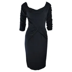 CEIL CHAPMAN Black Gathered Cocktail Dress Size 4-6