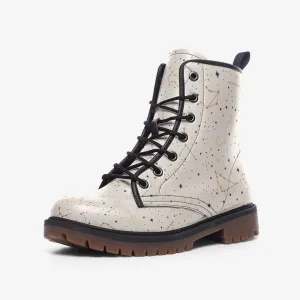 Celestial Starry Night Beige Vegan Leather Unisex Boots