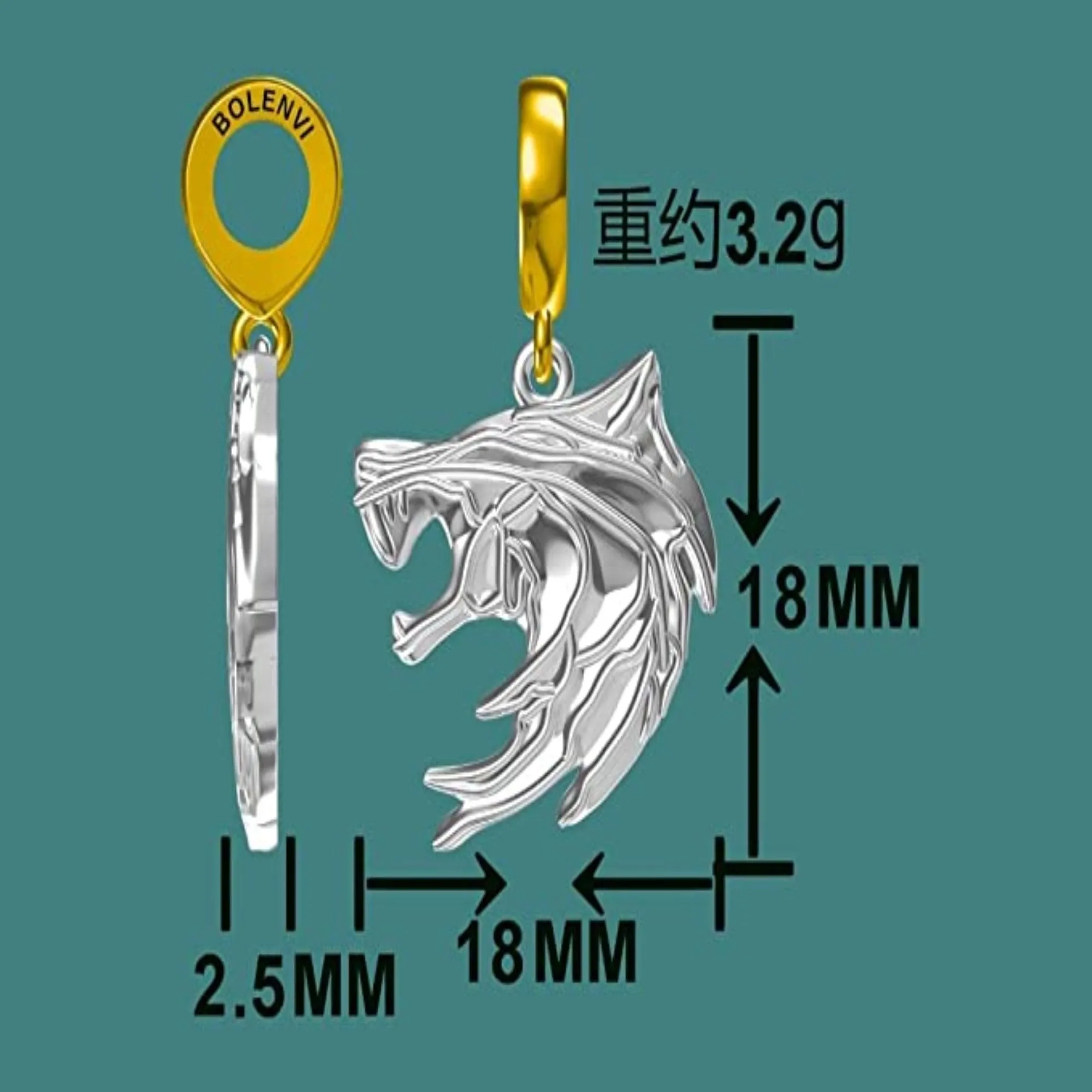 Celtic Wolf Fenrir Viking Dangle Pendant Charm