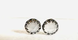 Chalcedony Stud Earrings, Light Blue Gemstone Earrings, March Birthstone